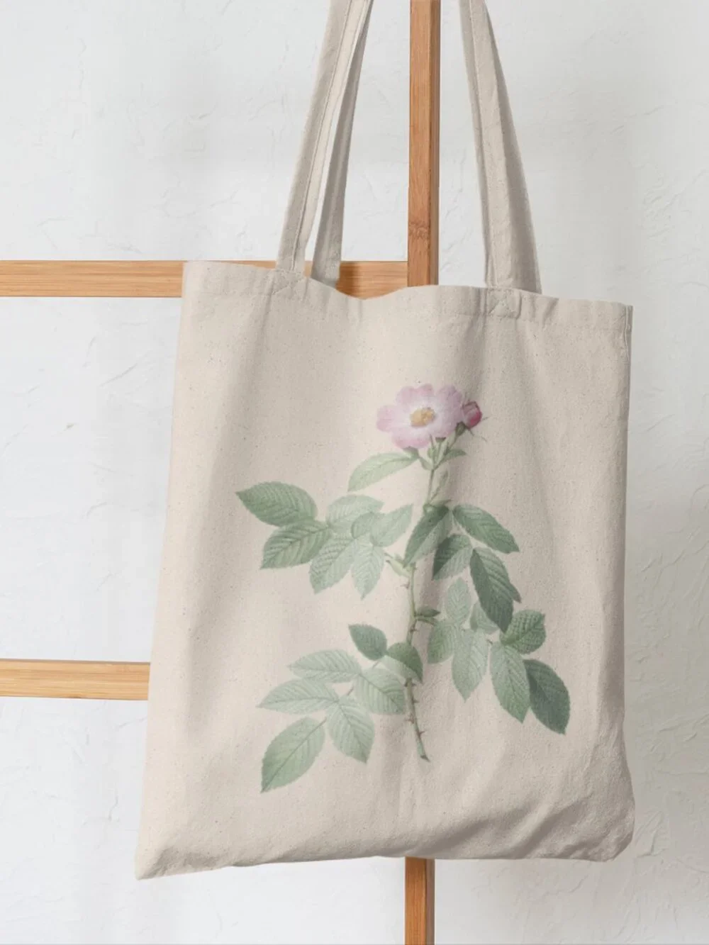 Apple Rose Vintage Floral Print Graphic Canvas Tote Bag